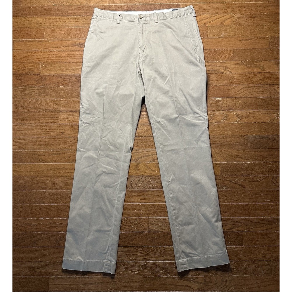Polo Ralph Lauren Pants Classic‎ Fit Mens 36x34 Khaki Flat Front Cotton Chinos